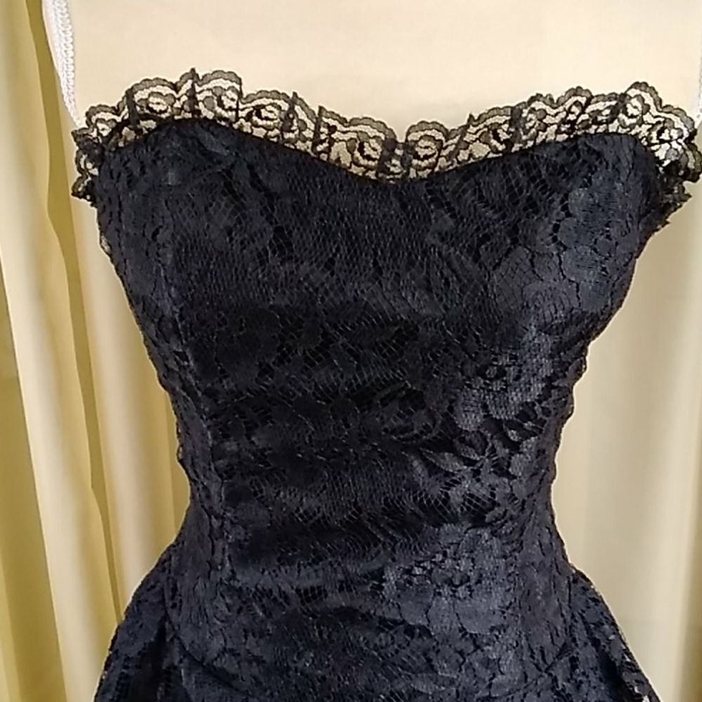 Vintage Black Lace Dress Size S Approximately No Tag - Picture 3 of 11